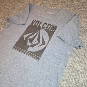 Volcom Mens T Shirt Gray Graphic Logo Short Sleeve Cotton Blend Size L G